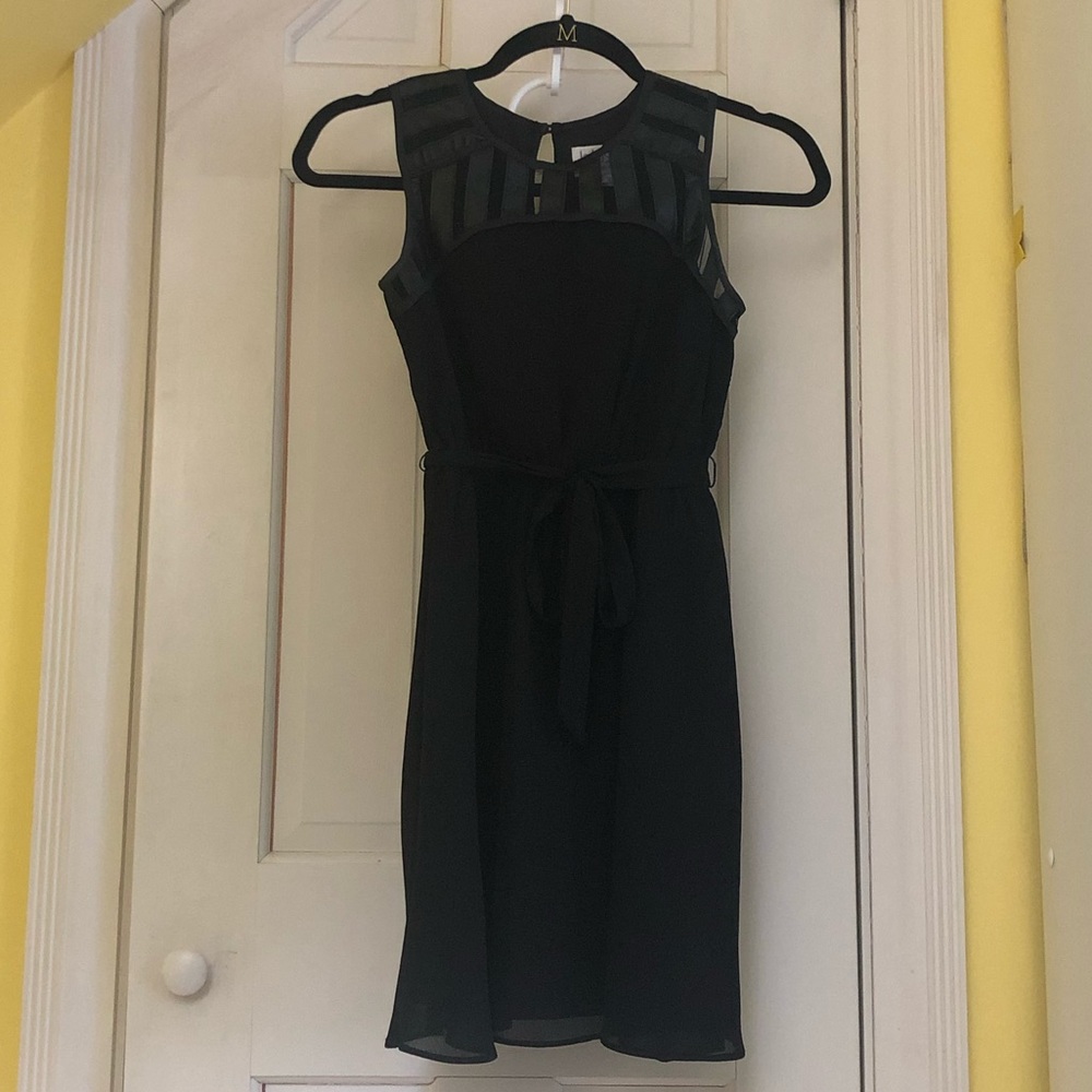 Black Dress with Leather Panels and Mesh